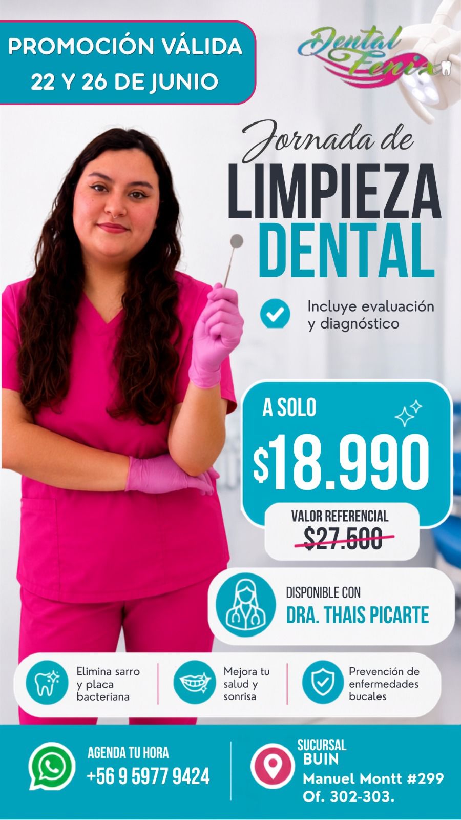 Promoción limpieza dental Dra Thais Picarte