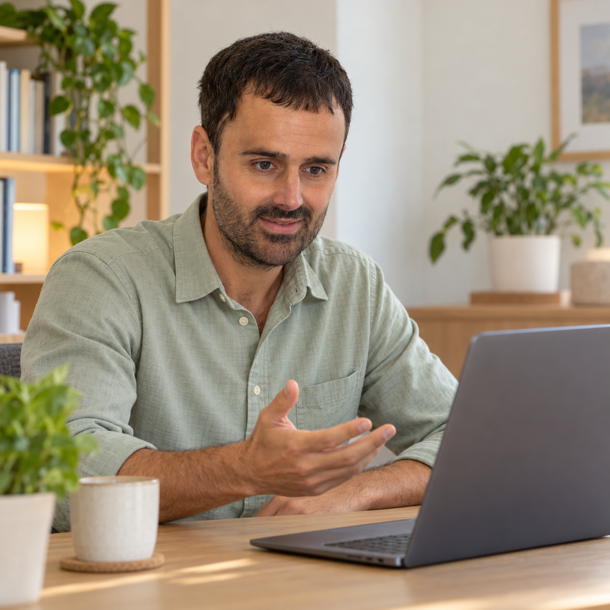 Alberto Gallardo durante una videoconsulta