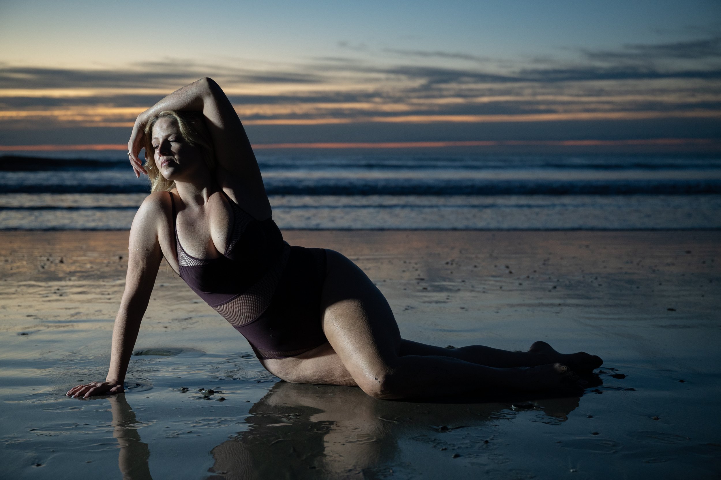 Amanda Marquis beach session, open shoreline, water's edge