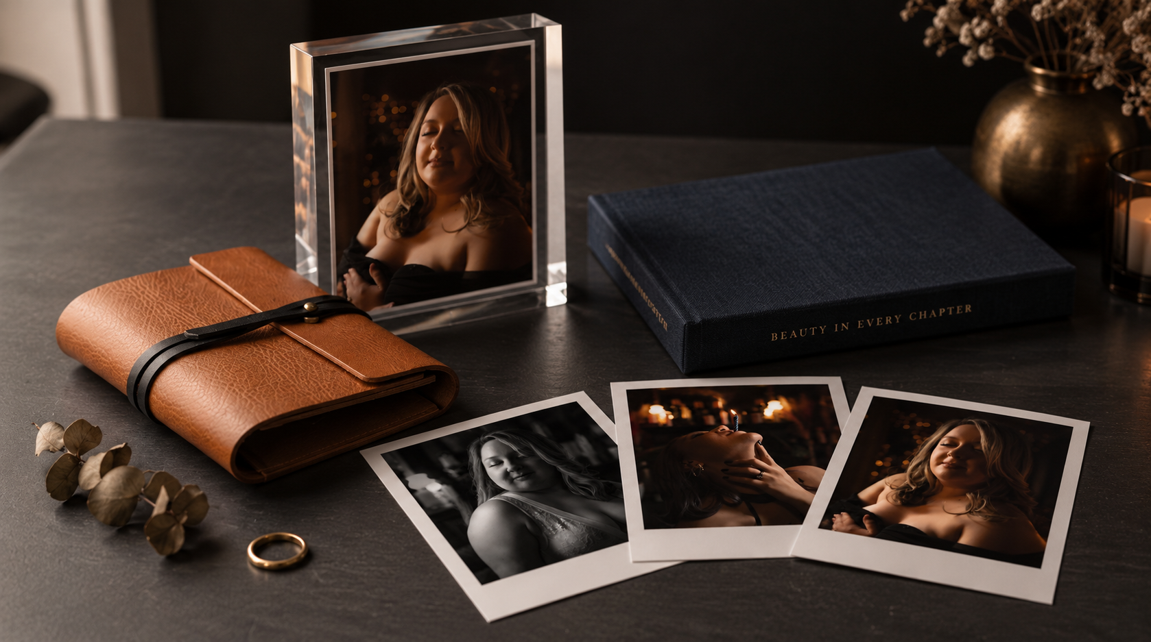 Luxury photography folio and acrylic product preview