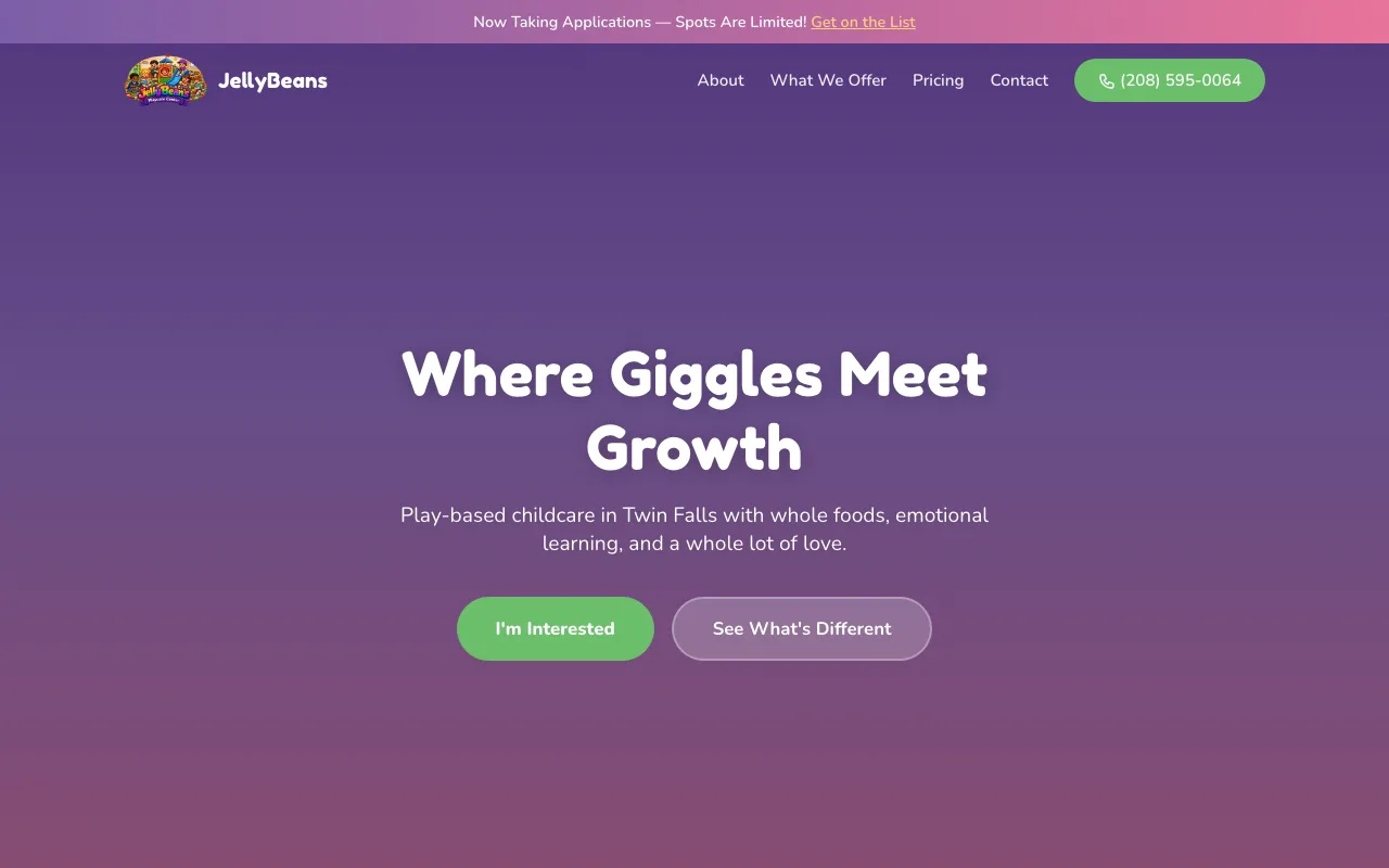 JellyBeans PlayCare website
