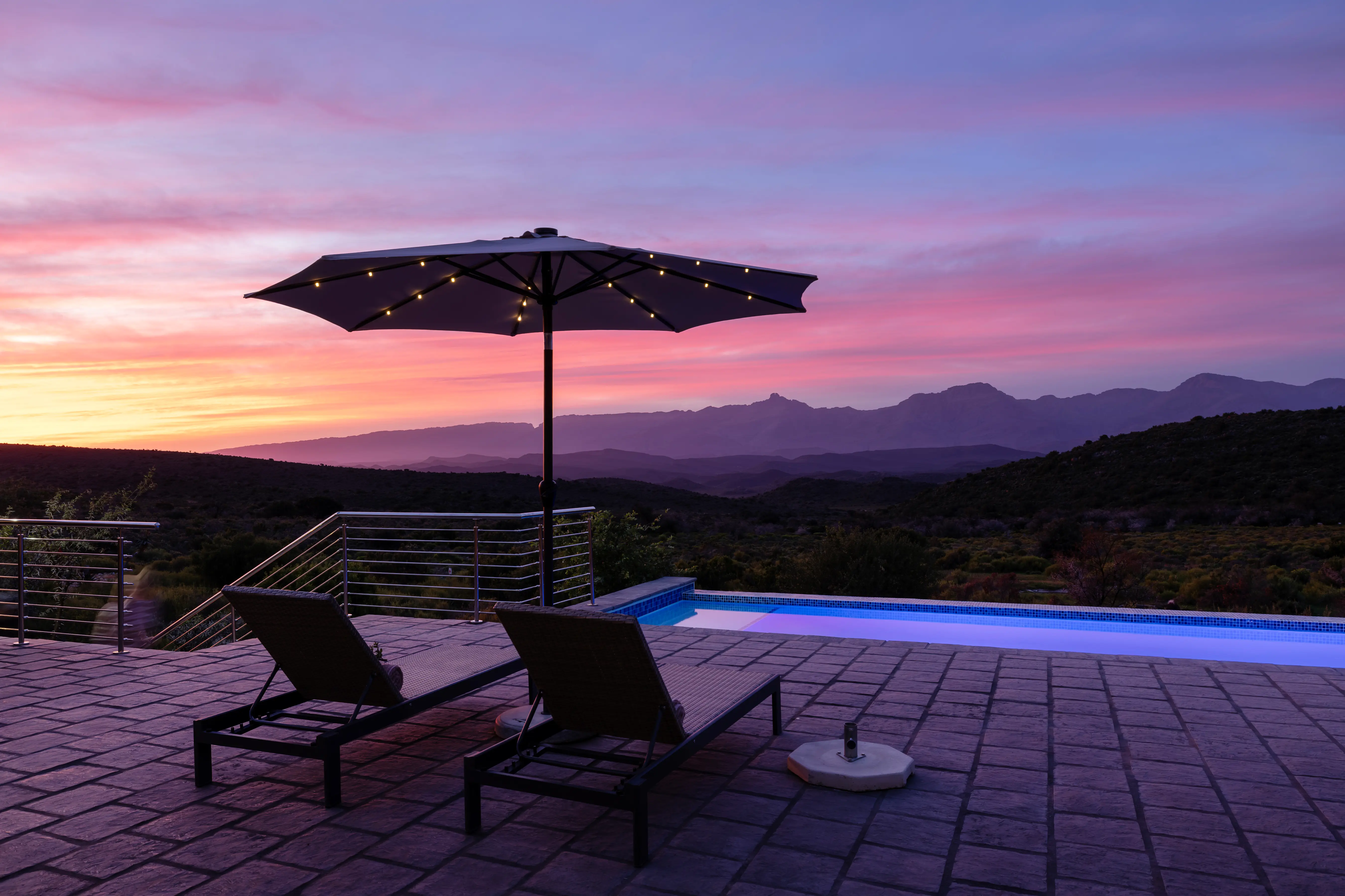 Swimming pool and lodge deck at Rooiberg Wild