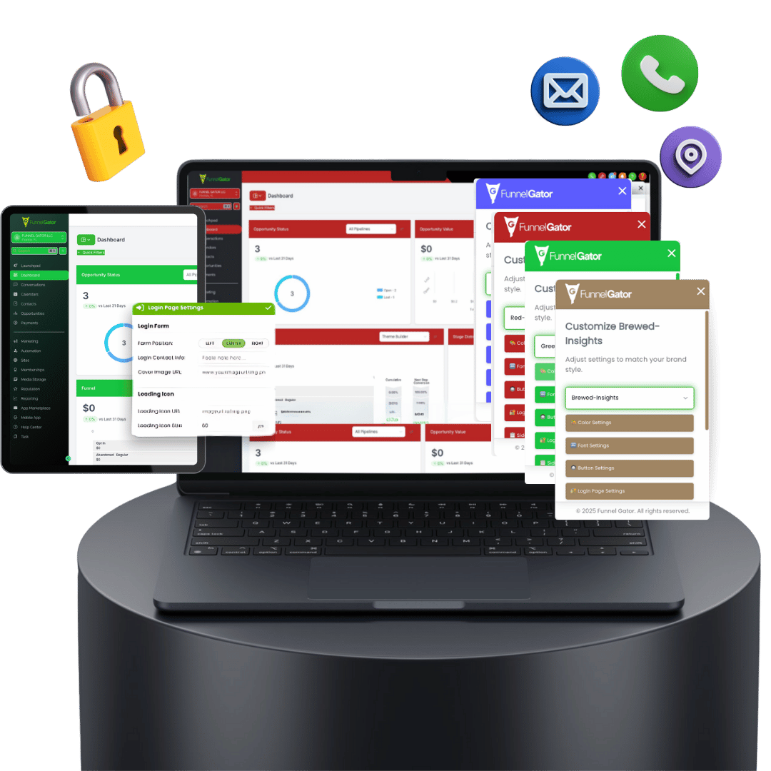 GoHighLevel Theme Builder branded CRM onboarding screen
