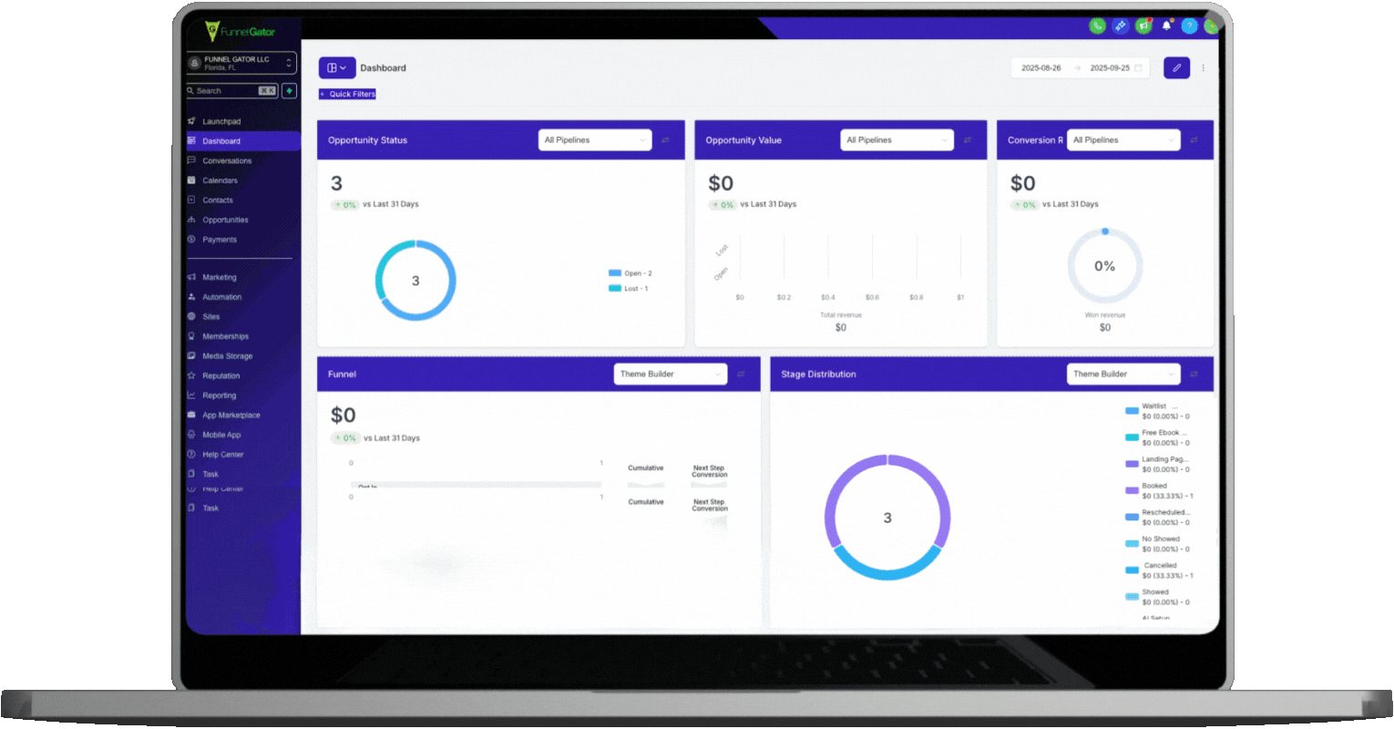 GHL Theme Builder change CRM layouts