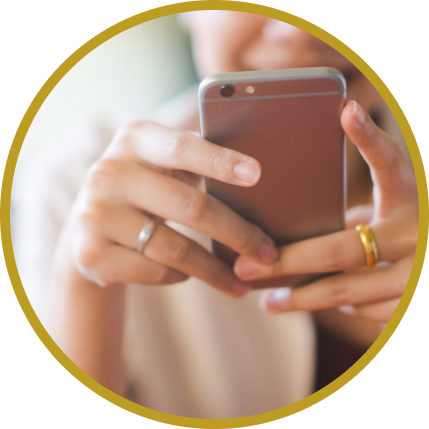 Woman holding phone typing