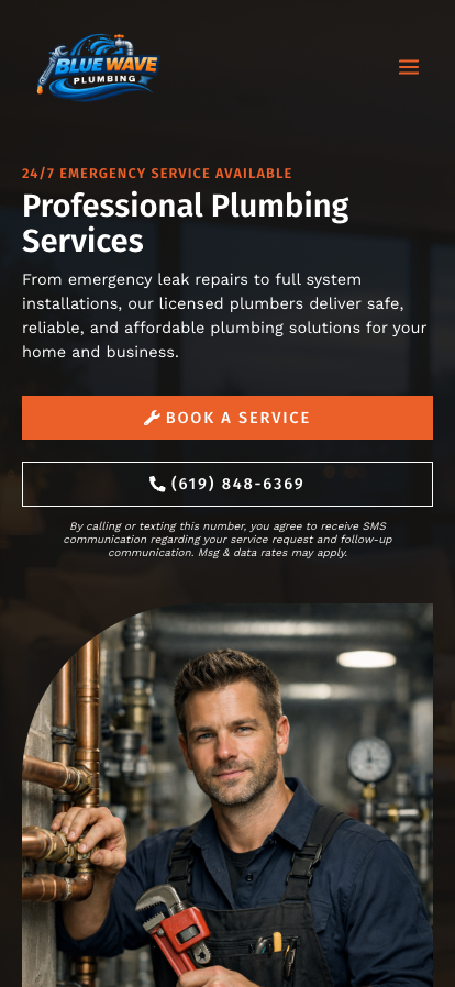 Blue Wave Plumbing on mobile
