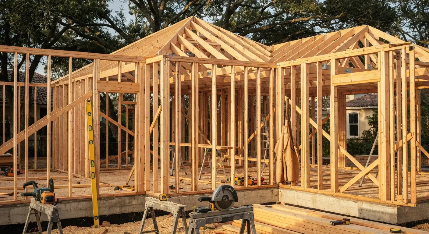 New home construction framing phase