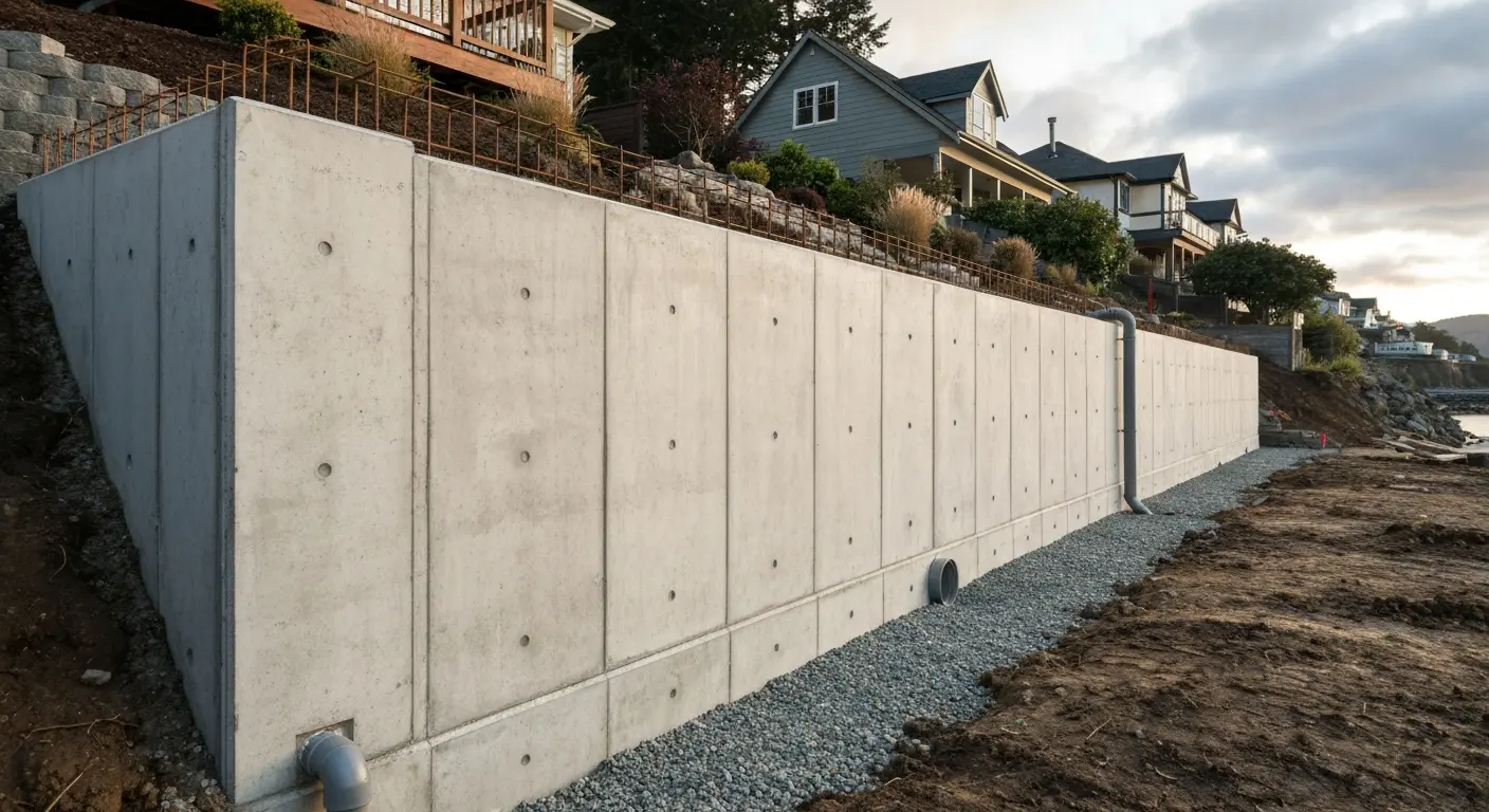 Concrete retaining wall