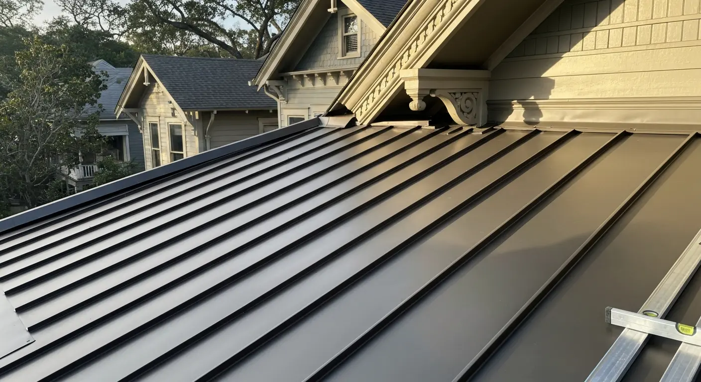 Standing seam metal roof installation