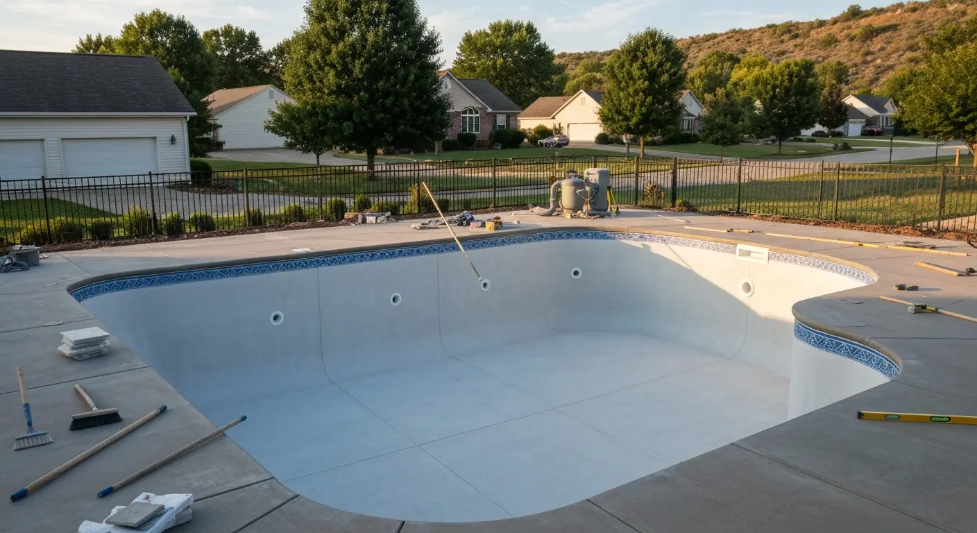 In-ground pool construction in progress