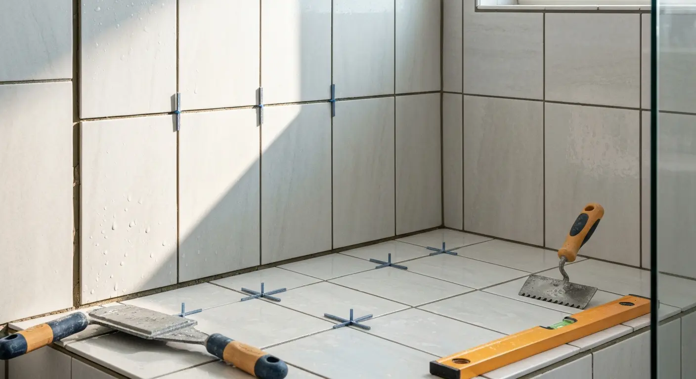 Tile installation in bathroom