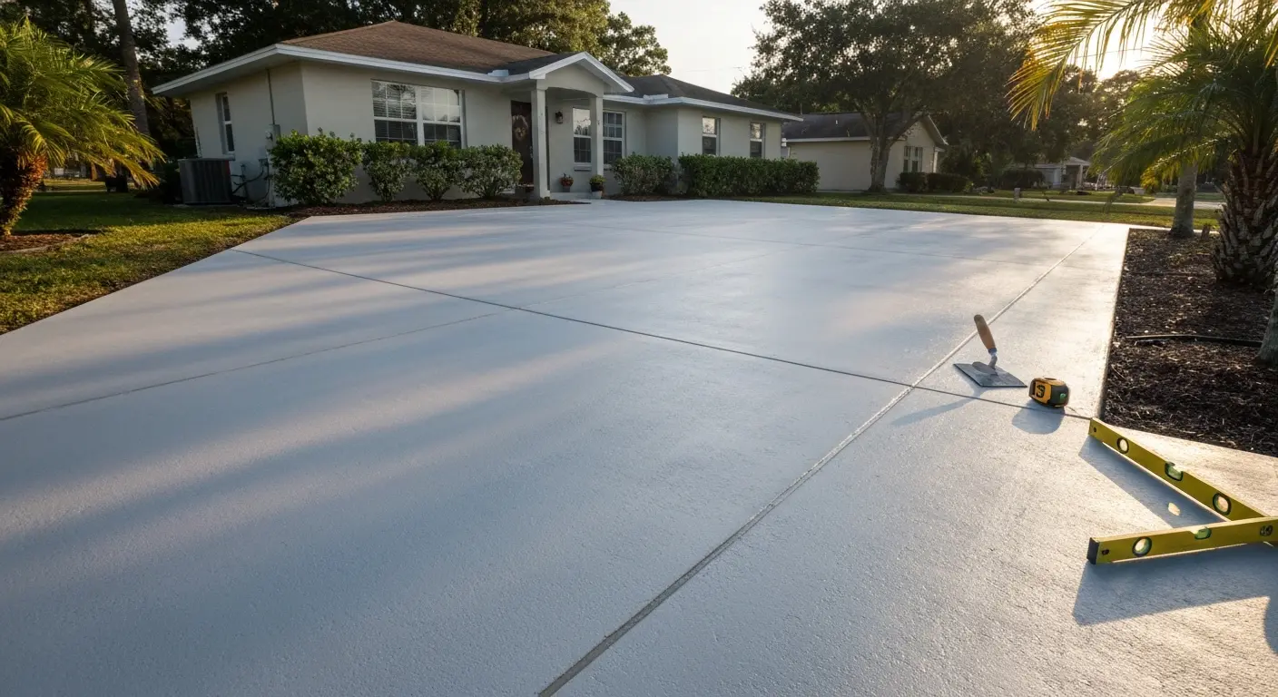 Concrete driveway and patio