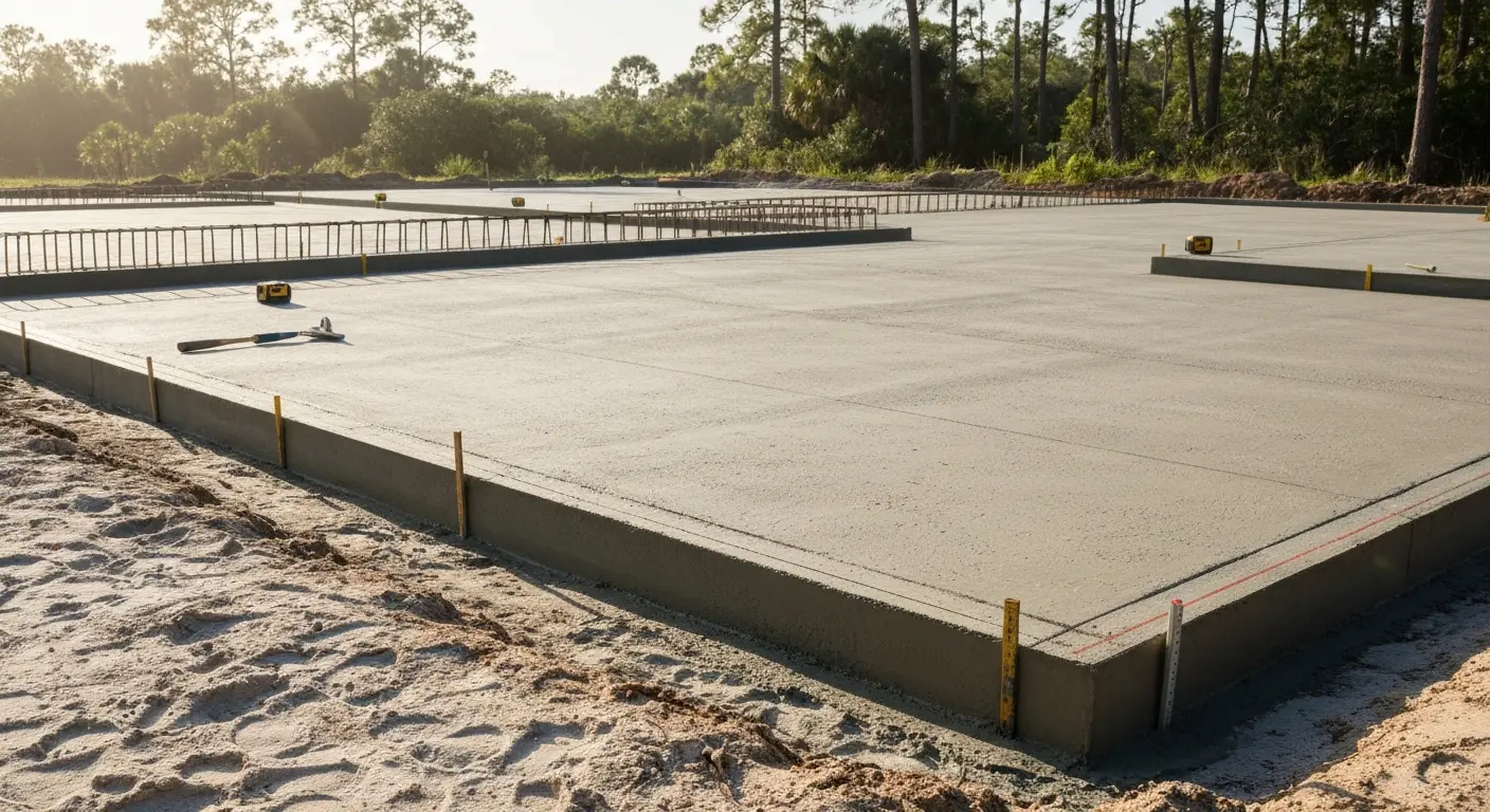 Concrete foundation work in progress