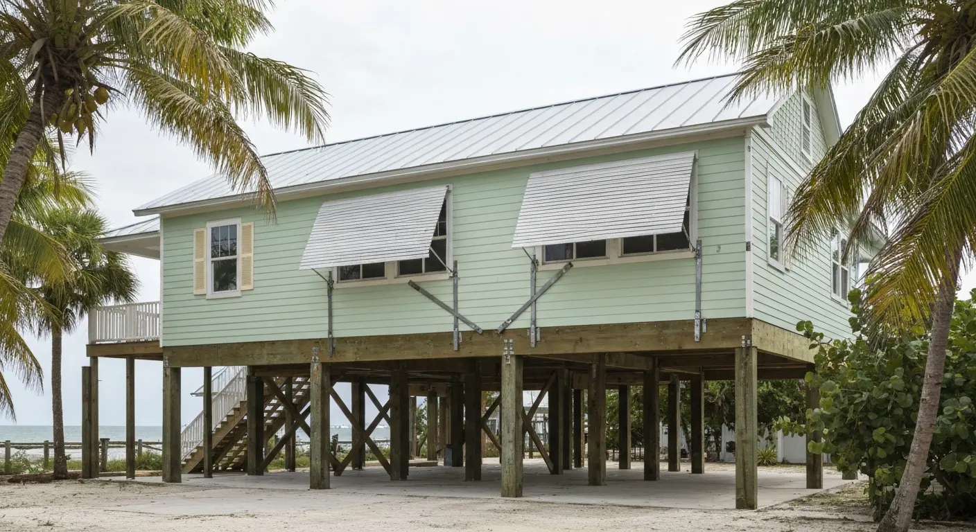 Elevated home construction on pilings