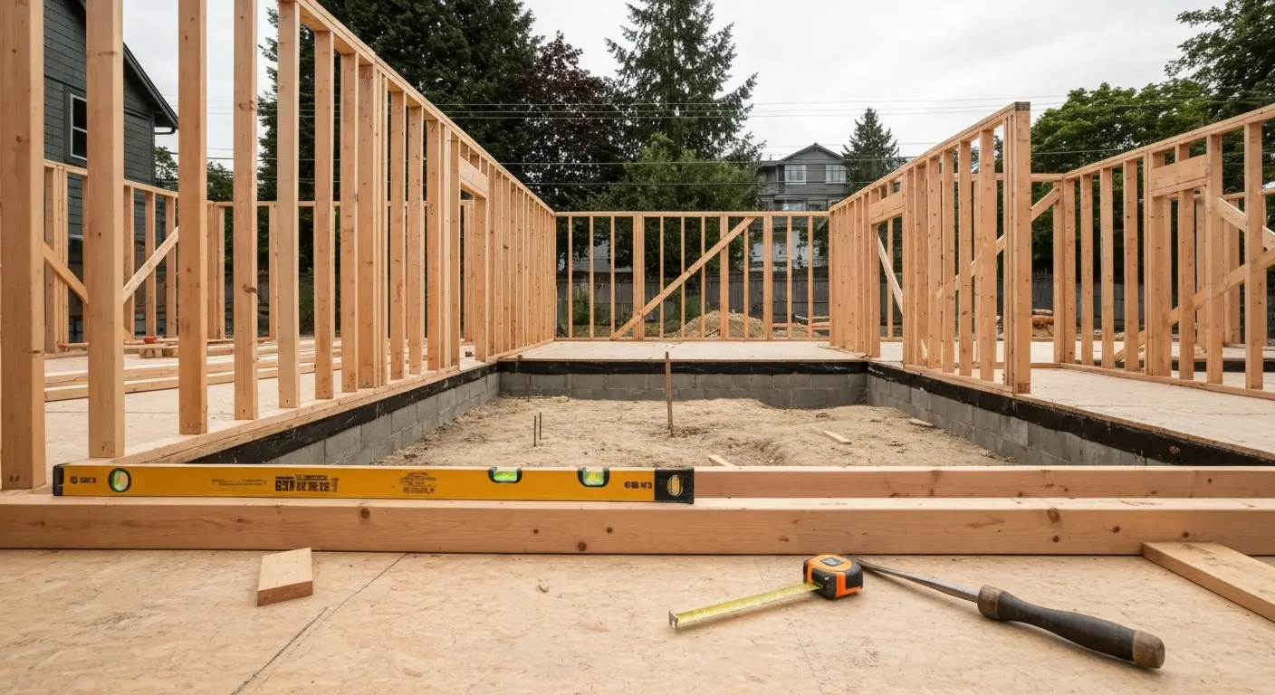 Foundation and framing work