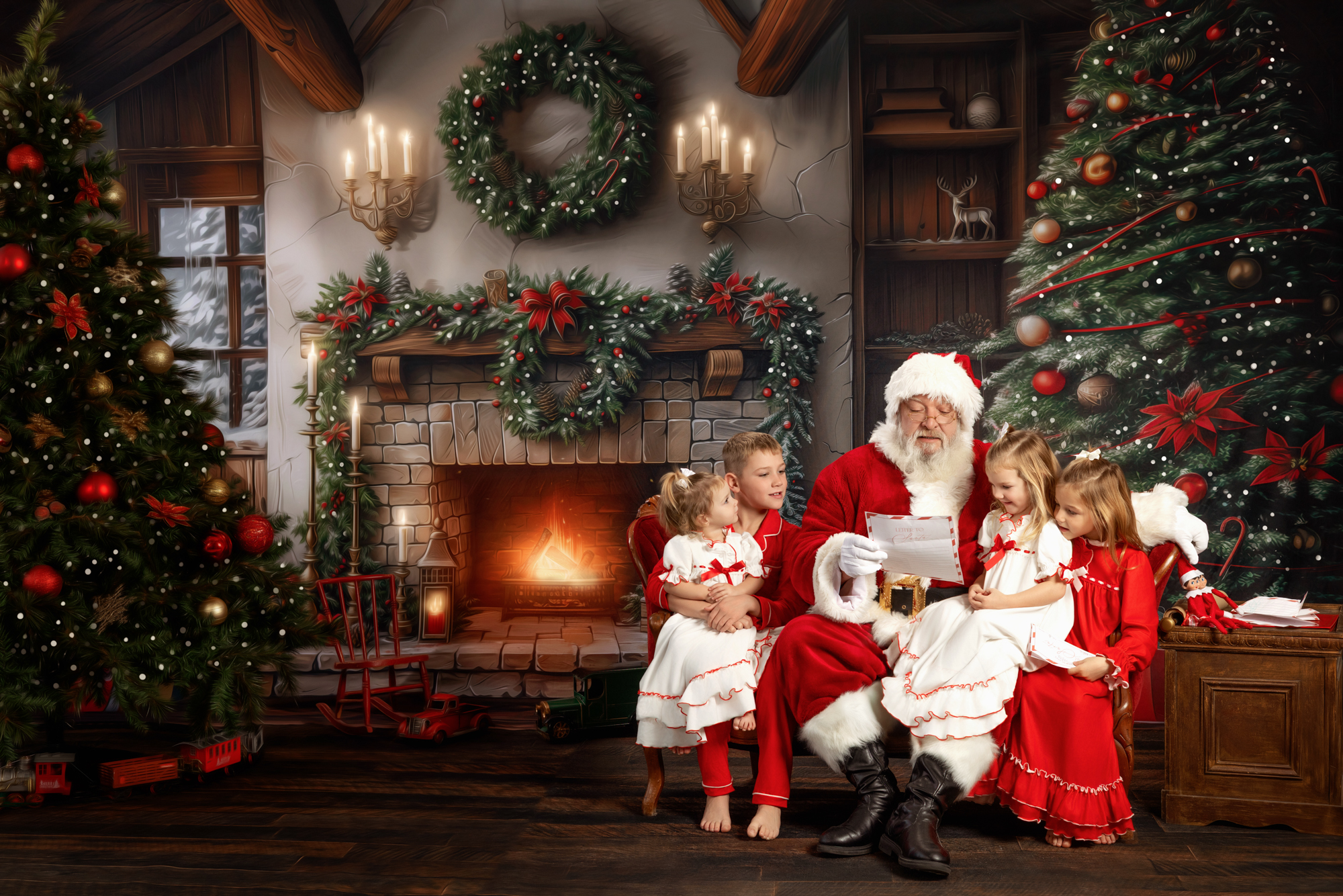 Santa Wishes portrait — families with Santa, KimAnne Portrait Design