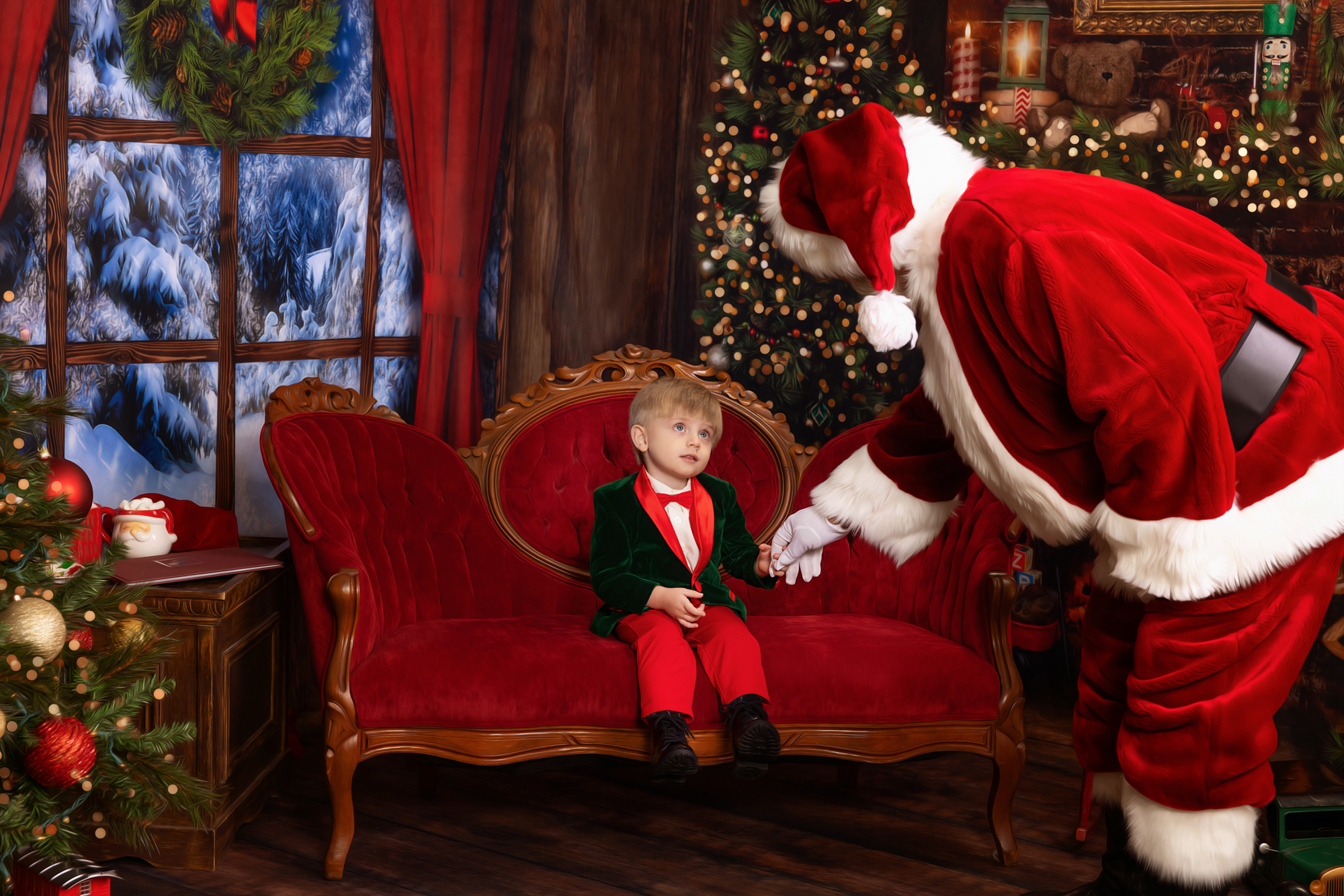 Santa Wishes portrait — a child's wonder with Santa, KimAnne Portrait Design