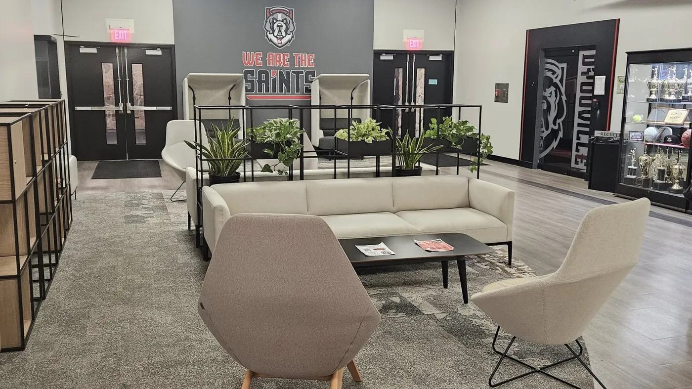 School lobby, ready for the morning bell
