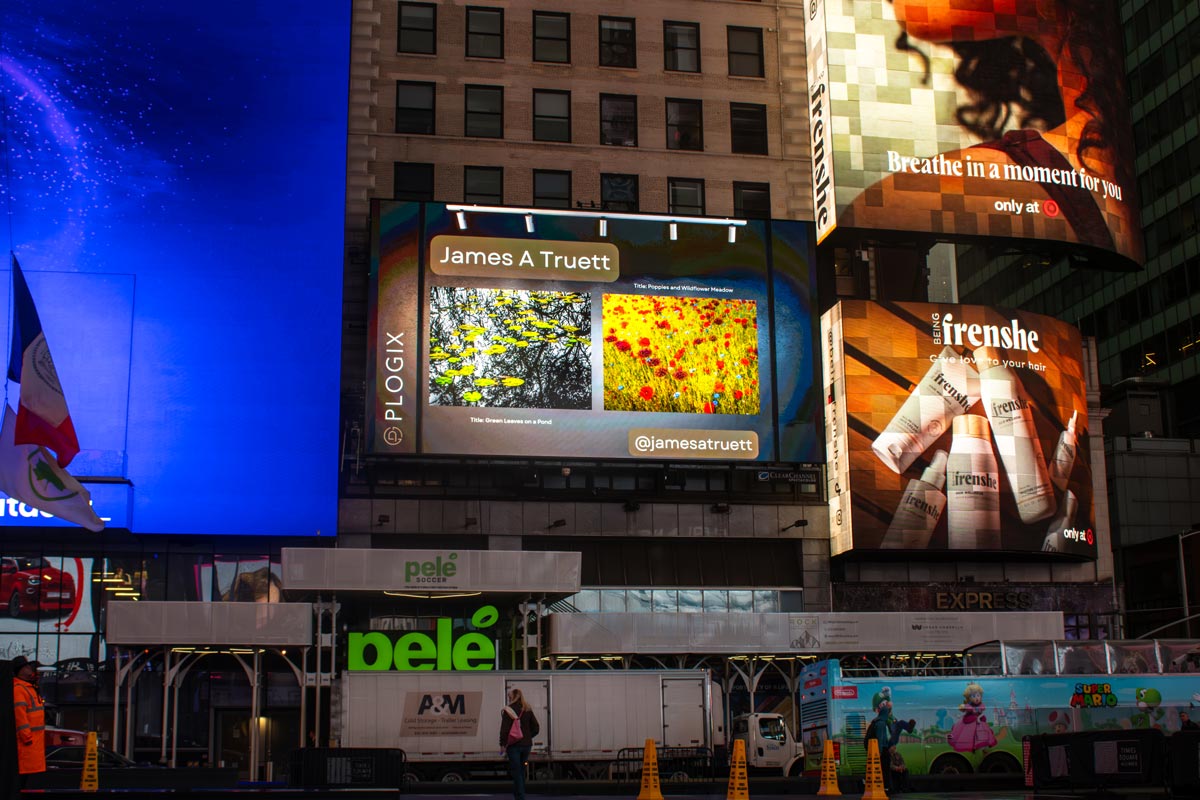 James' Art on Times Square Billboard on St. Patrick's Day 2025