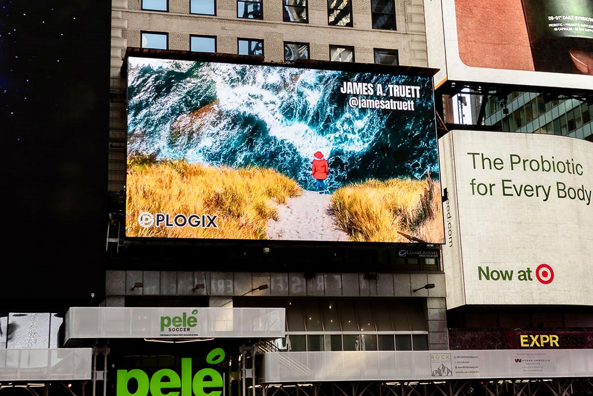 James' Art in a Times Square video billboard showcase