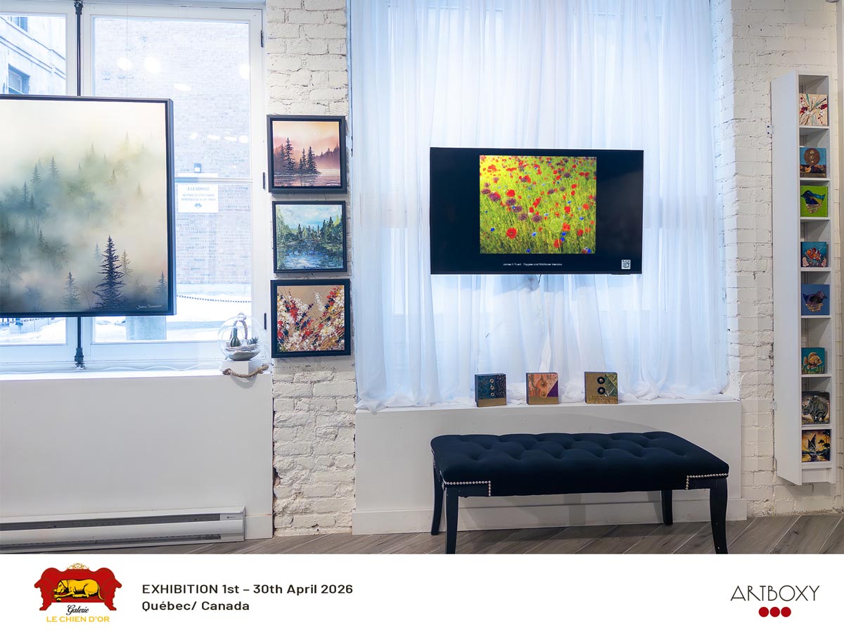 "Poppies & Wildflower Meadow" on display in Galerie Le Chien d'Or, Quebec City, Canada