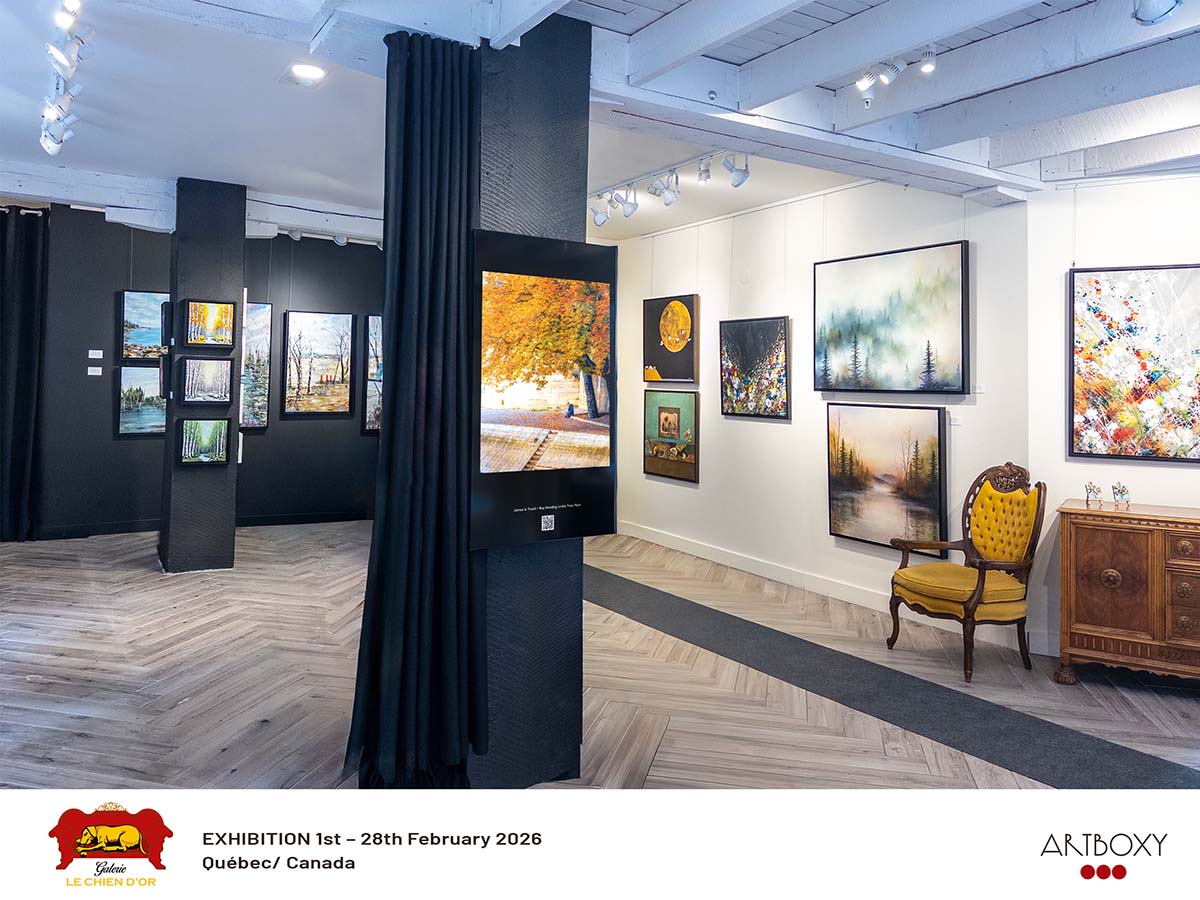 James' Art on display in Galerie Le Chien d'Or, Quebec City, Canada