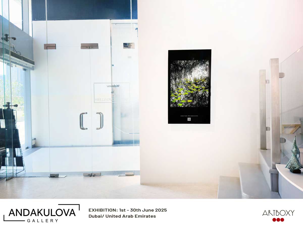 Green Leaves on a Pond on display at Andakulova Gallery, Dubai. Green Leaves on a Pond on display at Andakulova Gallery, Dubai.