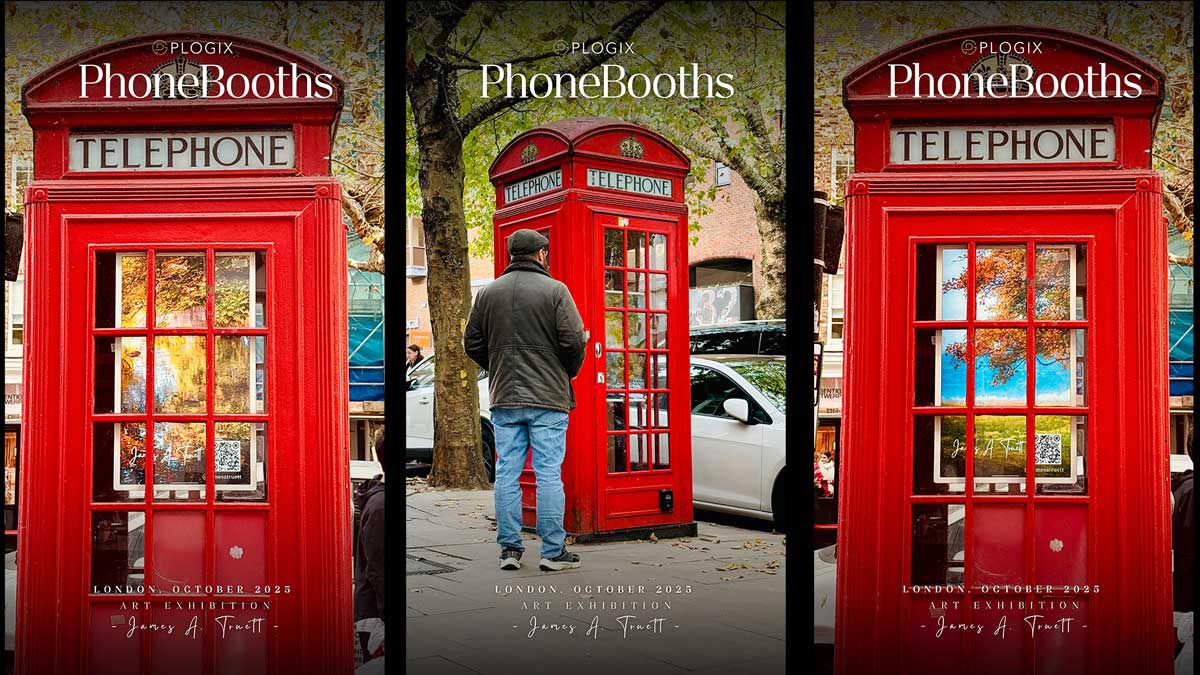 Art displayed in Classic London Phone Booths 