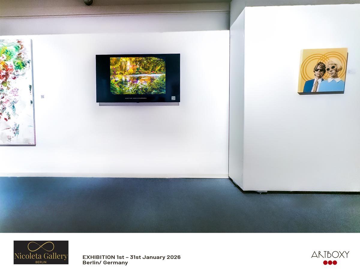 "Autumn Lily Pond Reflections" was on display during December 2025 at Nicoleta Gallery, Berlin.