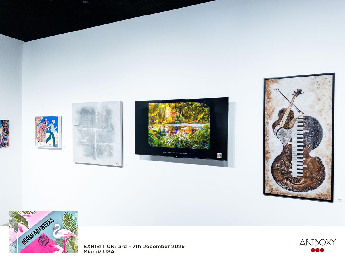"Autumn Lily Pond Reflections" was exhibited by Artbox Groups at Miami Art Week 2025. "Autumn Lily Pond Reflections" was exhibited by Artbox Groups at Miami Art Week 2025.