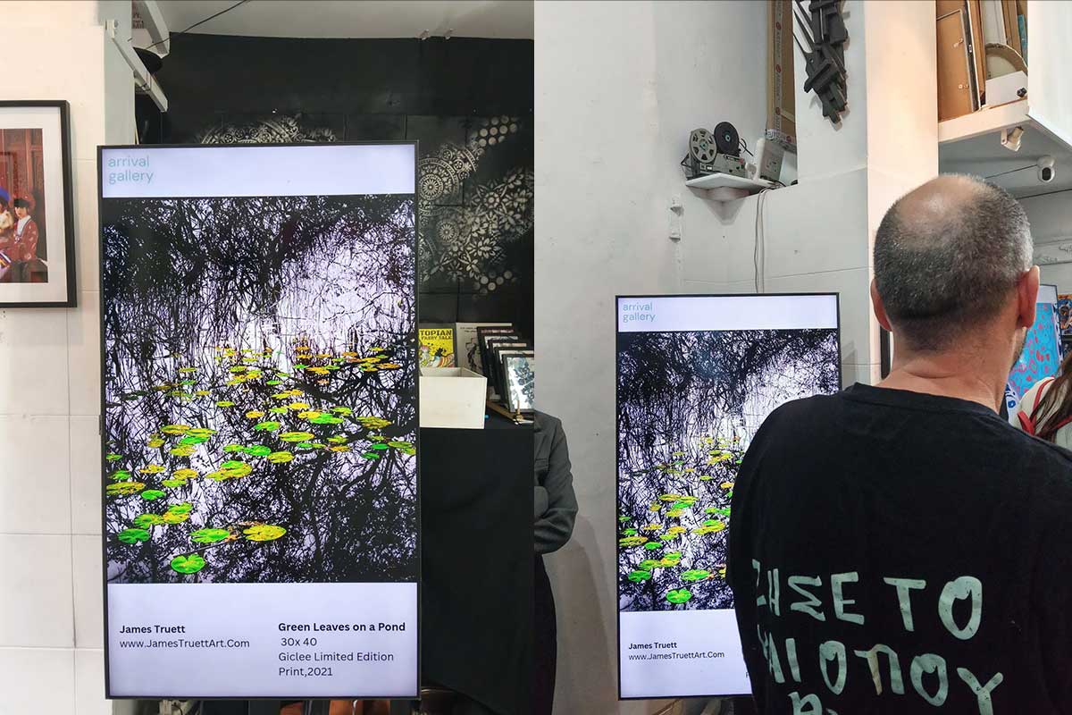 "Green Leaves on a Pond" on exhibit at Arrival Gallery, Athens, Greece. "Green Leaves on a Pond" on exhibit at Arrival Gallery, Athens, Greece.
