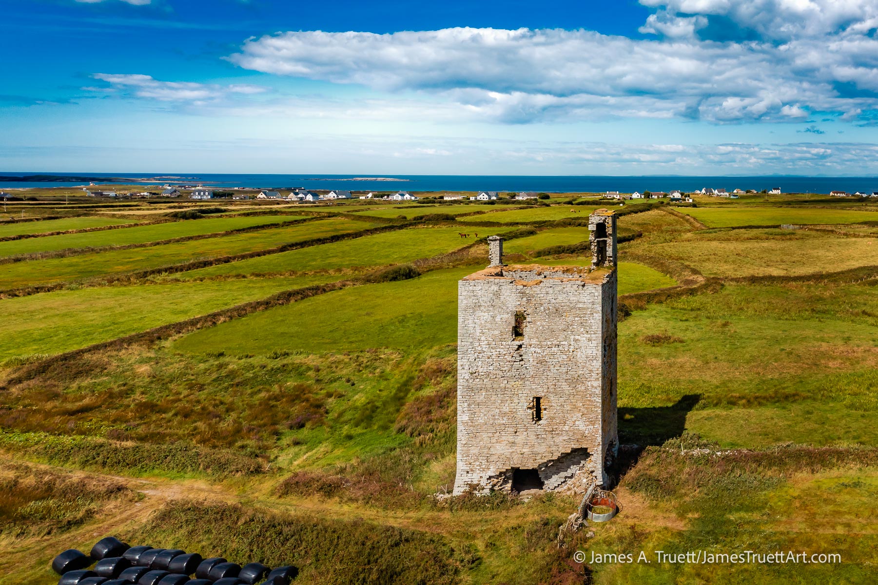 The Atlantic Ocean beyond Tromra Castle, County Clare, Ireland