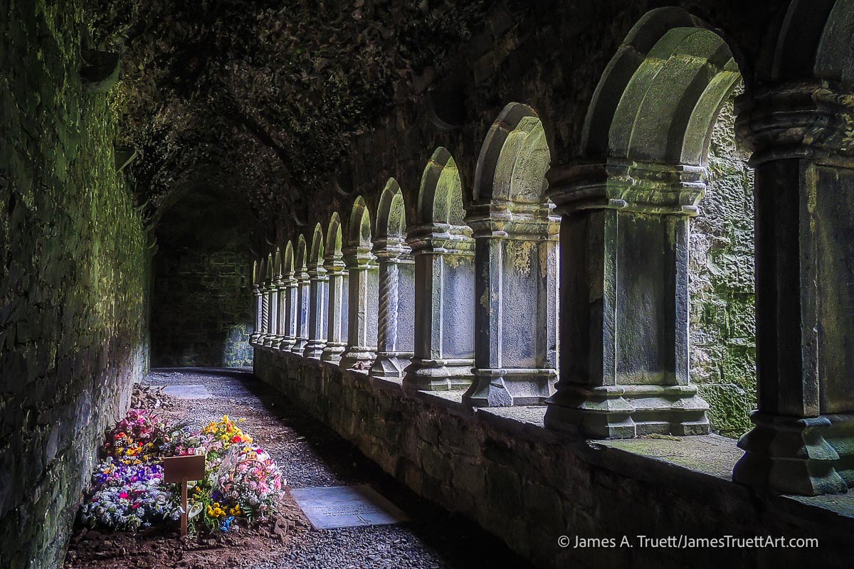 The Cloisters inside Quin Abbey, County Clare.