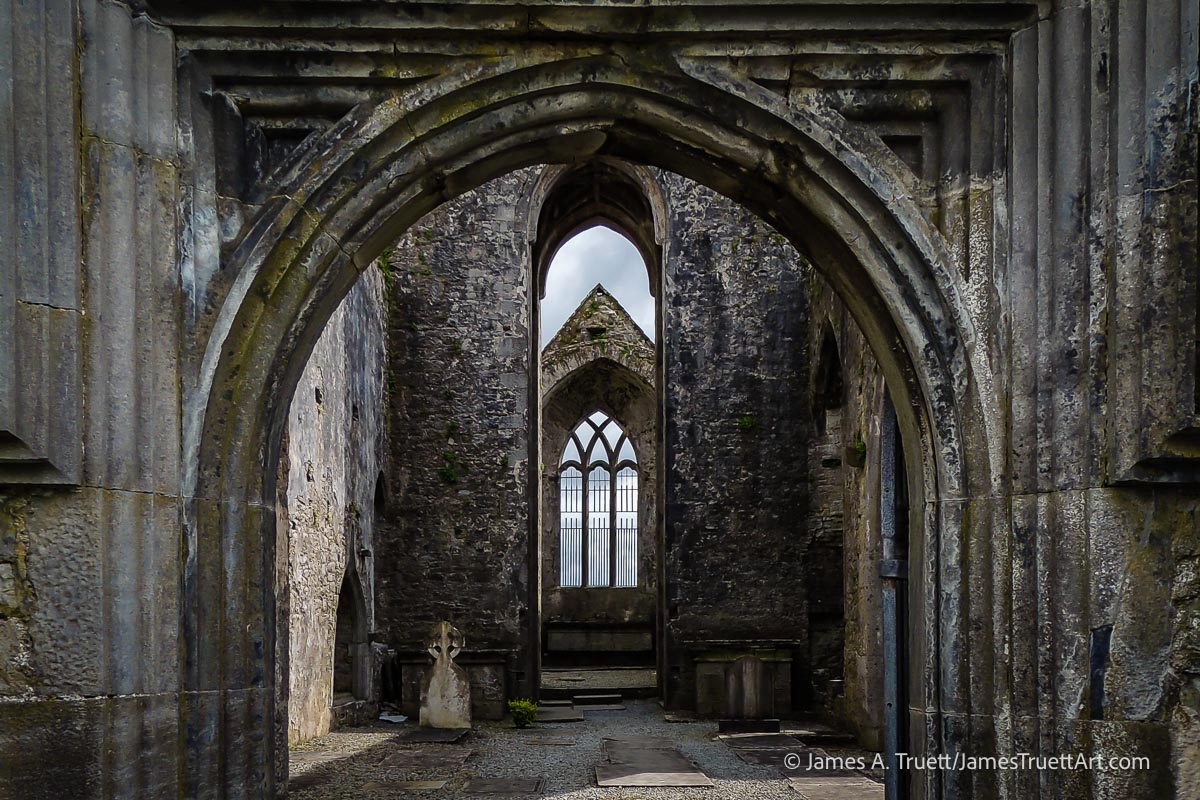 Inside the ruins of Quin Abbey.