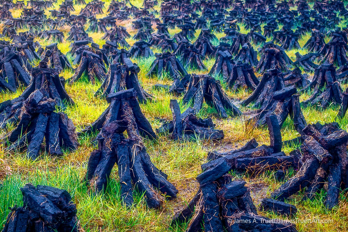 Footed turf in the bog.