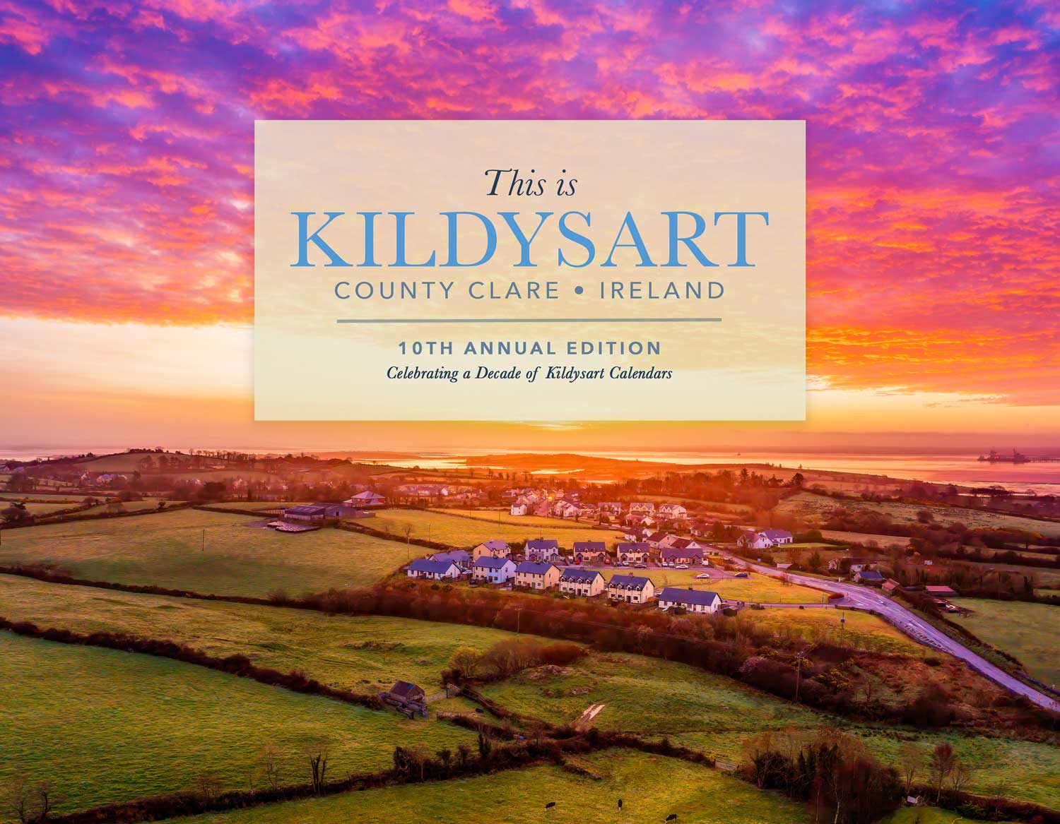 Sunrise over Kildysart and the Shannon Estuary on the cover of the 2027 calendar