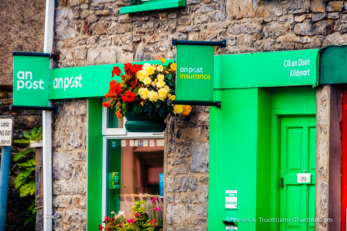 Kildysart's local post office, a popular meeting place for many.