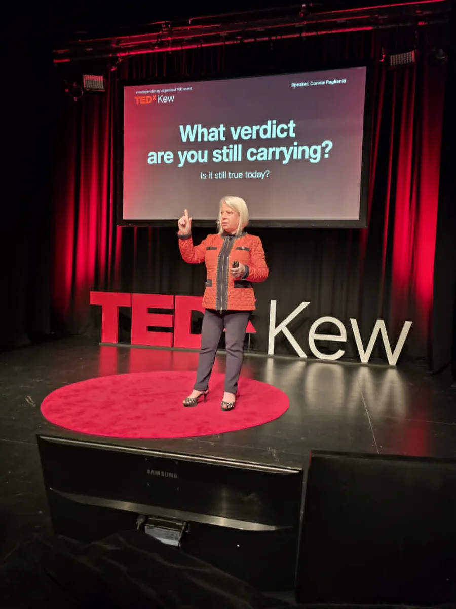 Connie Paglianiti delivering her TEDxKew talk