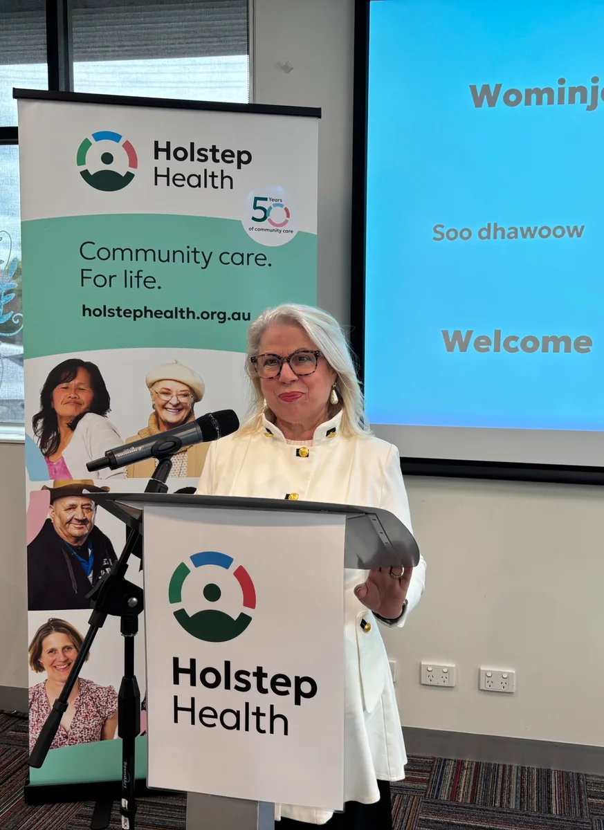Connie Paglianiti speaking at Holstep Health