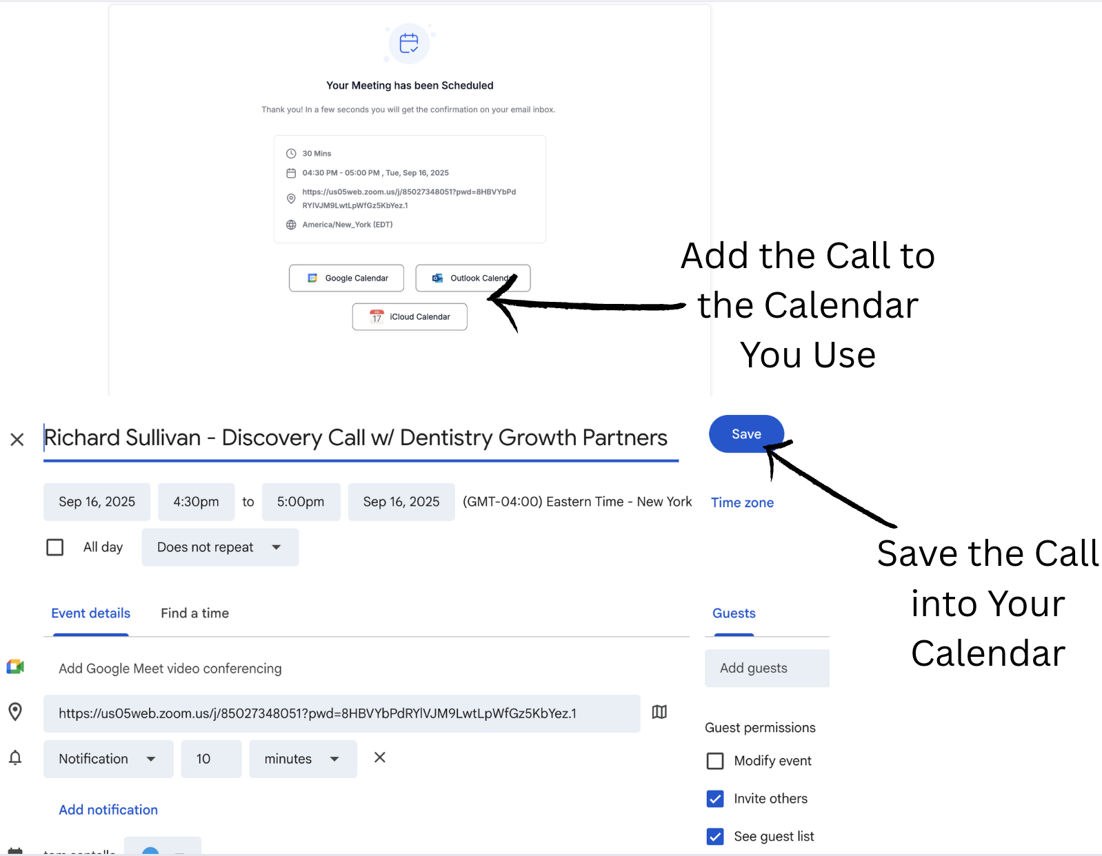 Calendar Confirmation Instructions