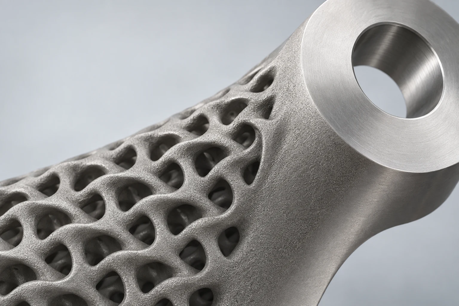 Open metal pattern meeting a solid edge