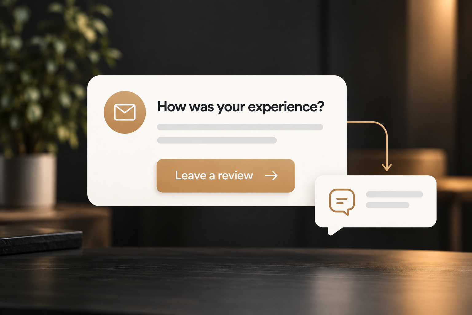 Customer review request with an easy link to leave feedback