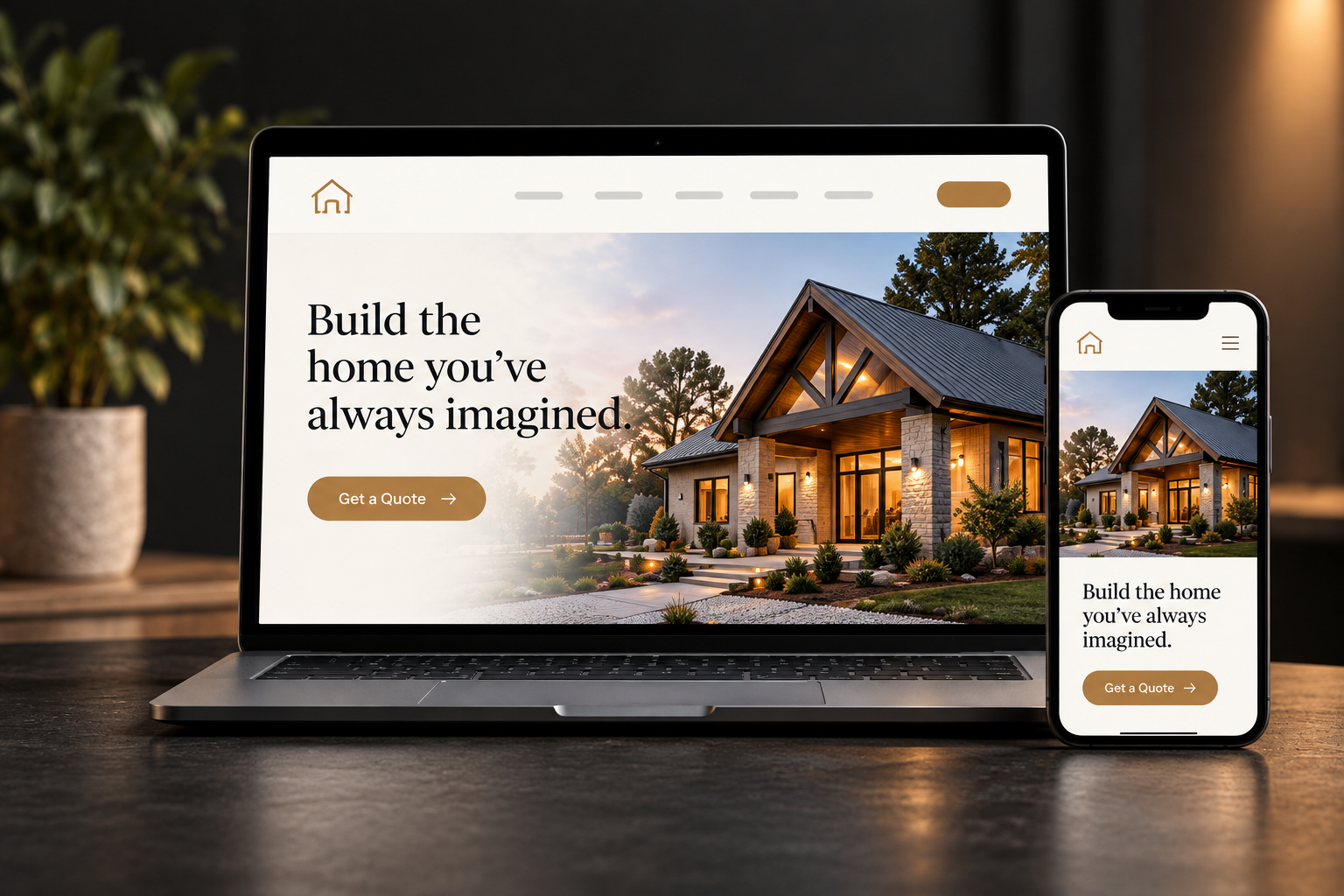 Website concept displayed on a laptop and phone