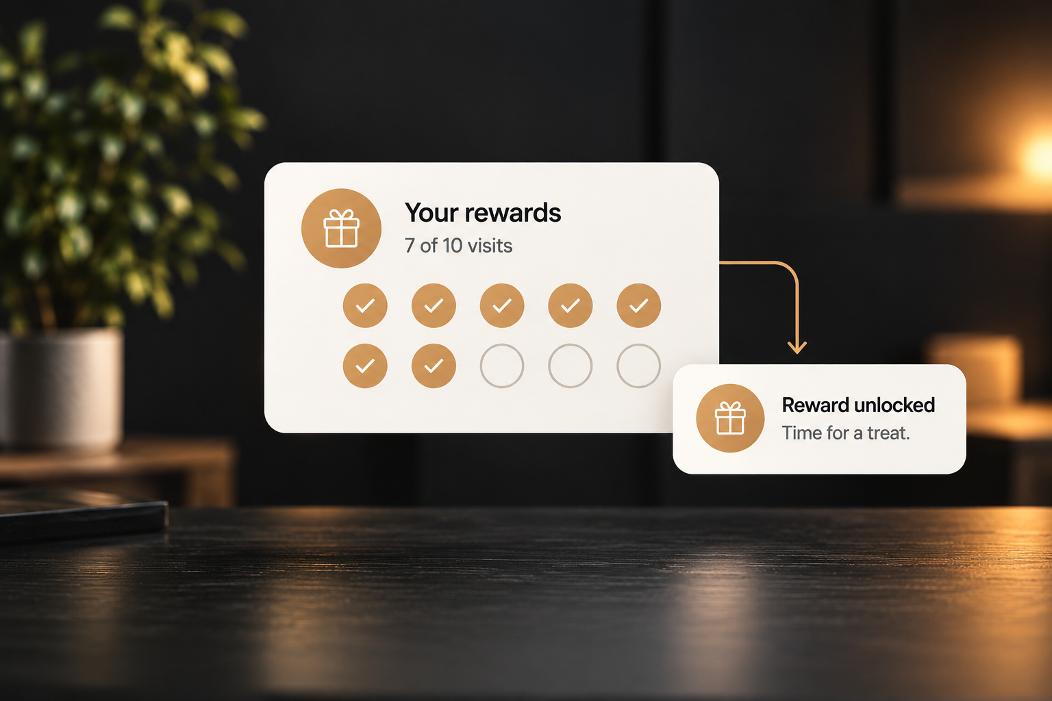 Loyalty rewards progress and a reward notification