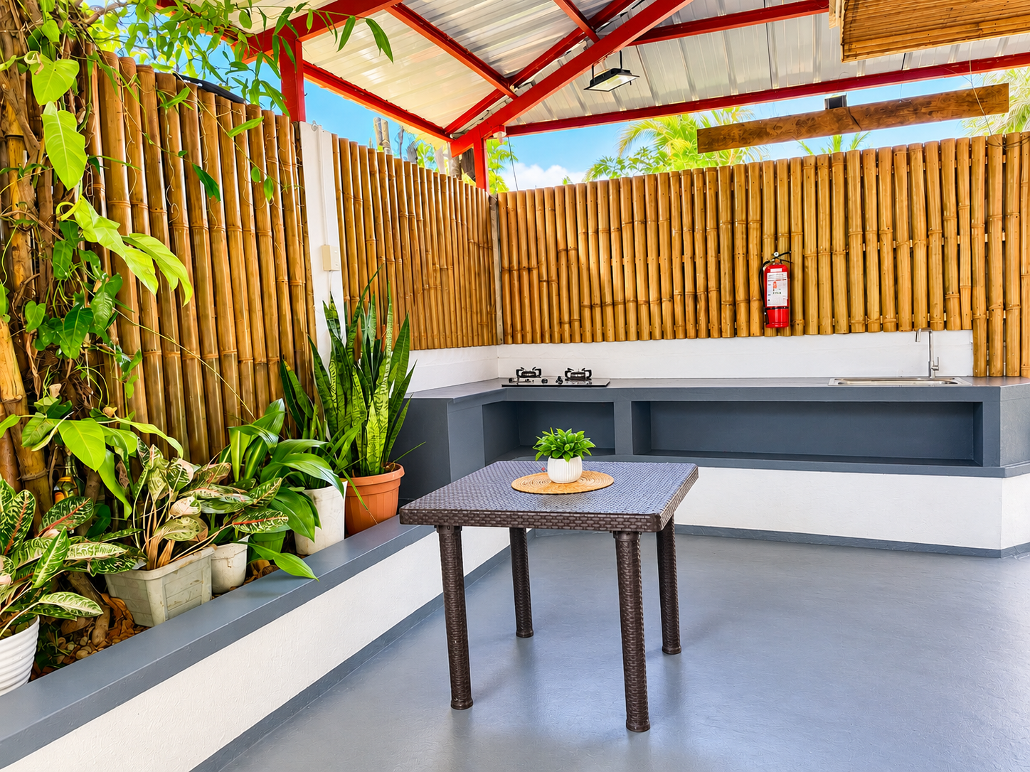 Patio kitchen at Tabskies Homestay Camiguin