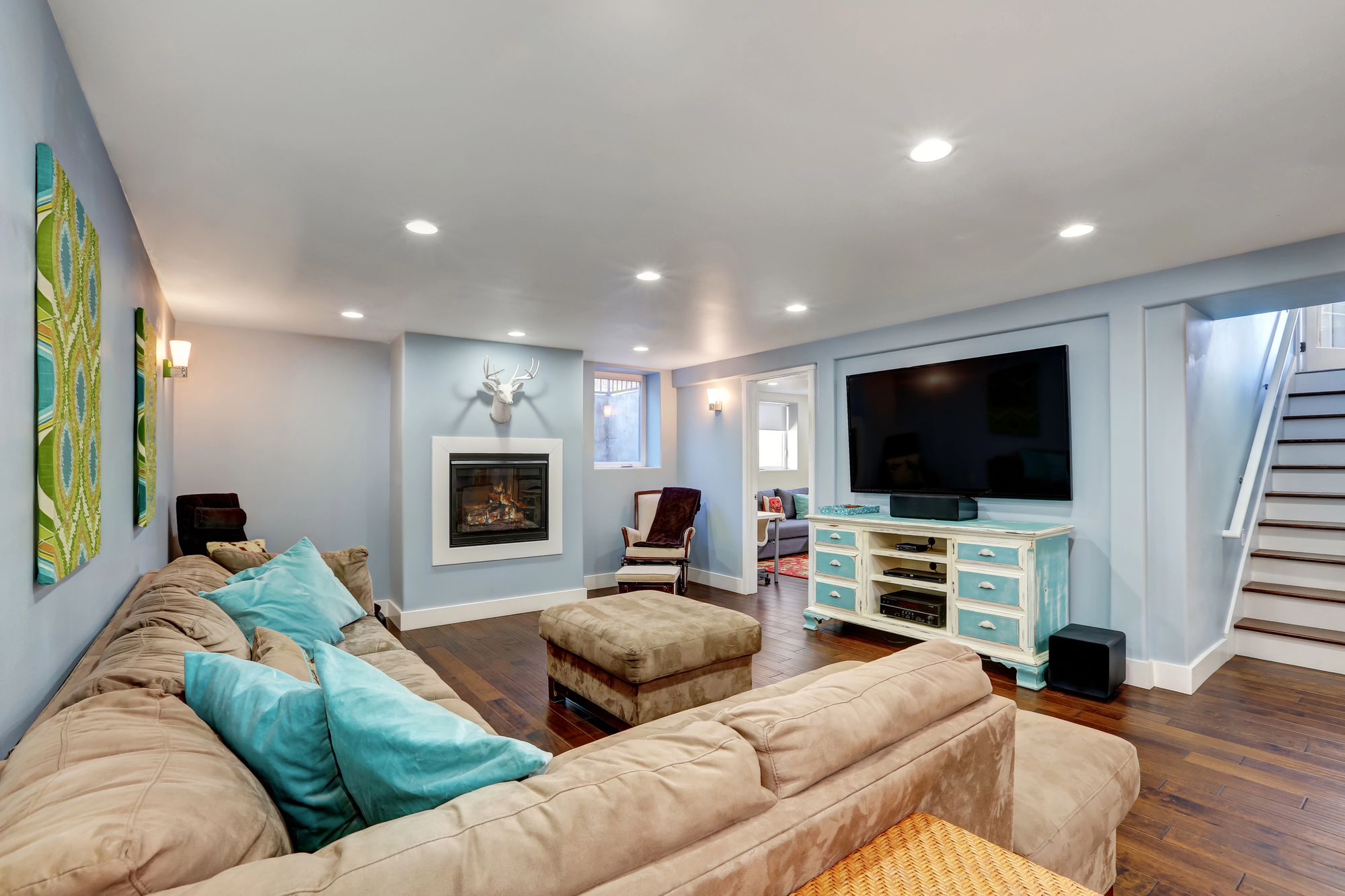 Finished basement family room
