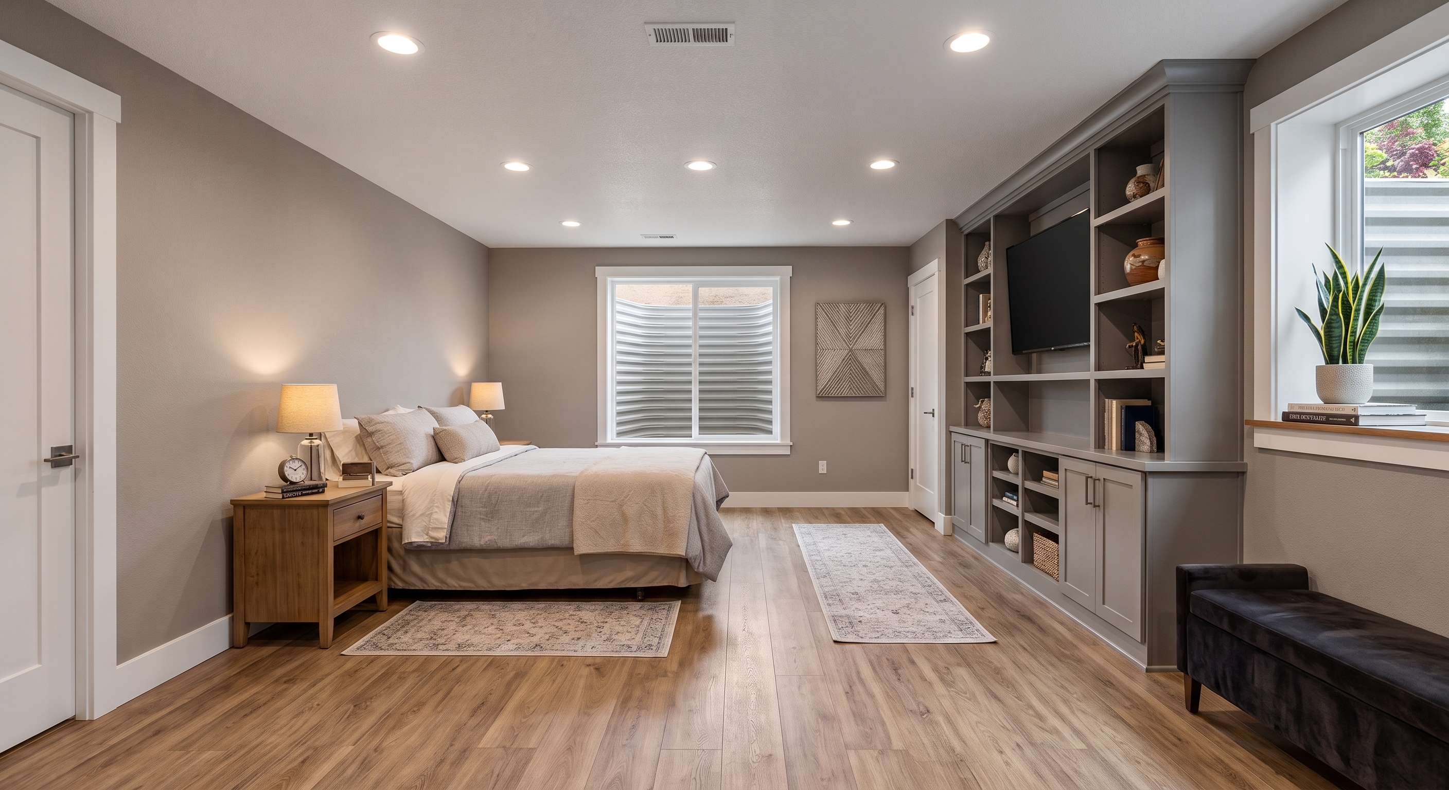 Finished basement bedroom with egress window