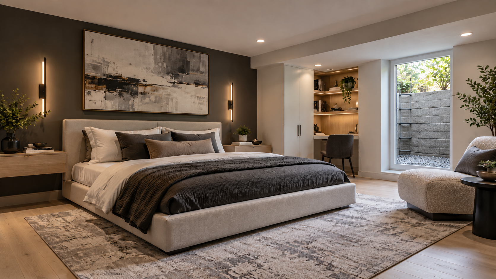 Finished basement guest bedroom