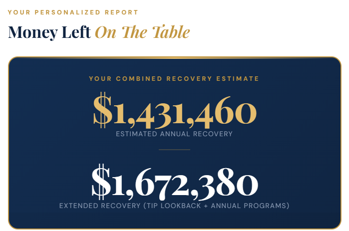Hidden Revenue Report — Results View