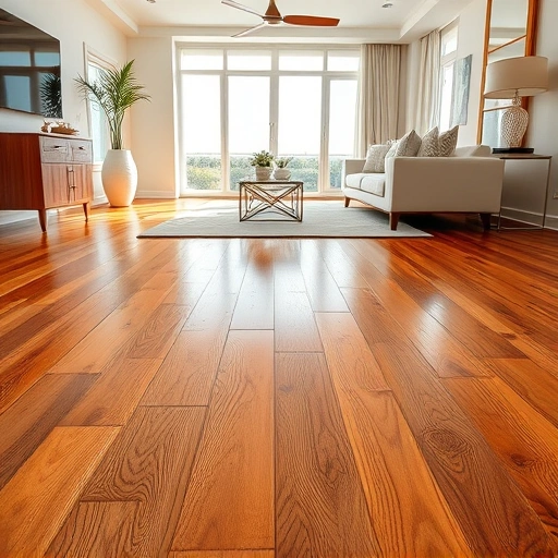 Hardwood floor repair in Naples FL features polished planks and elegant living room decor with natural light.